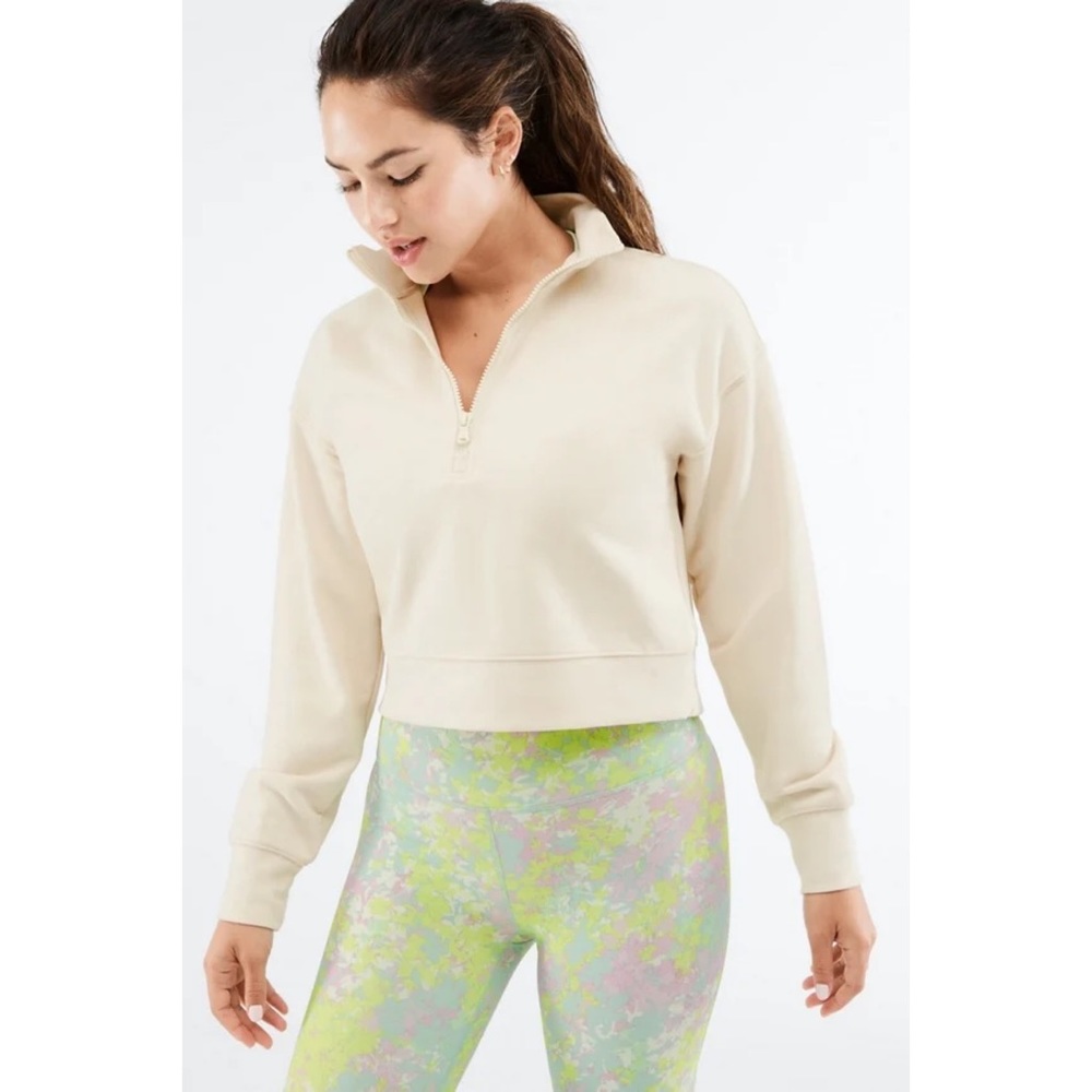 Fabletics Kat Half Zip Pullover Tapioca Sz Large - Picture 1 of 12